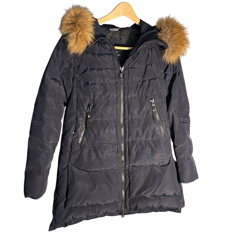 BOSIDENG Down Puffer Jacket with Faux Fur Collar Womens Medium - Picture 2 of 7